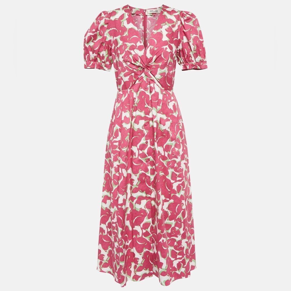 Diane Von Furstenberg Pink and White Midi Dress - Picture 6 of 12
